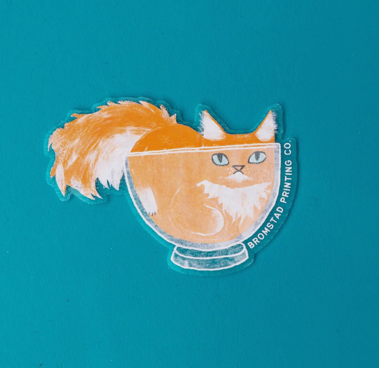 Orange cat in bowl sticker