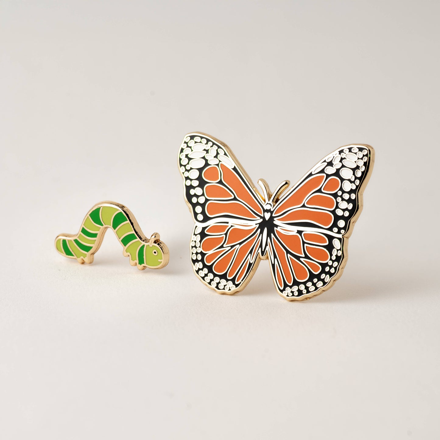 Monarch Butterfly & Caterpillar Pin Gift Set, Transformation