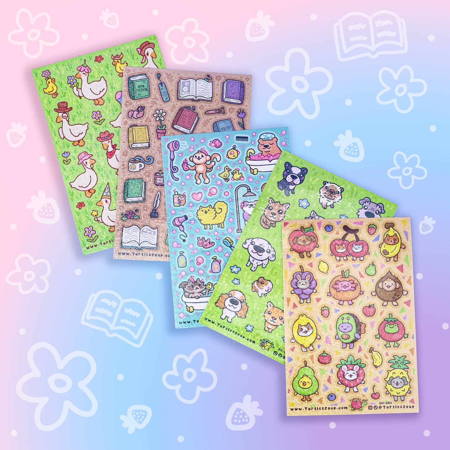 Books and Things Bookish Reader Cute Glitter Sticker Sheet