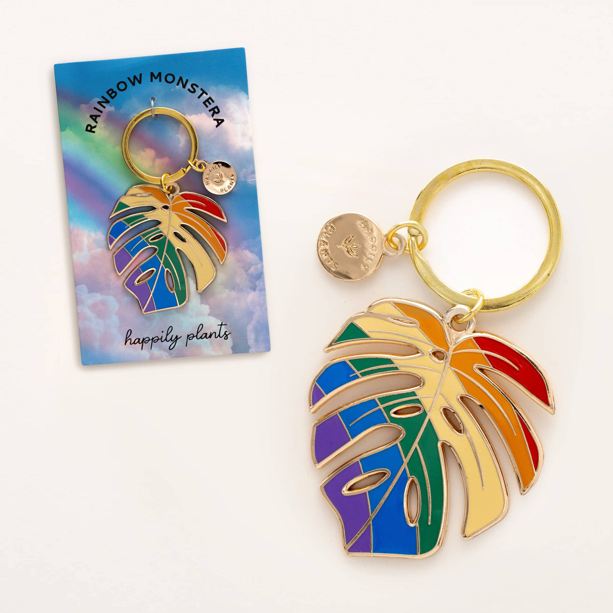 Monstera Rainbow Keychain & Bag Charm, Plant Lover Gift