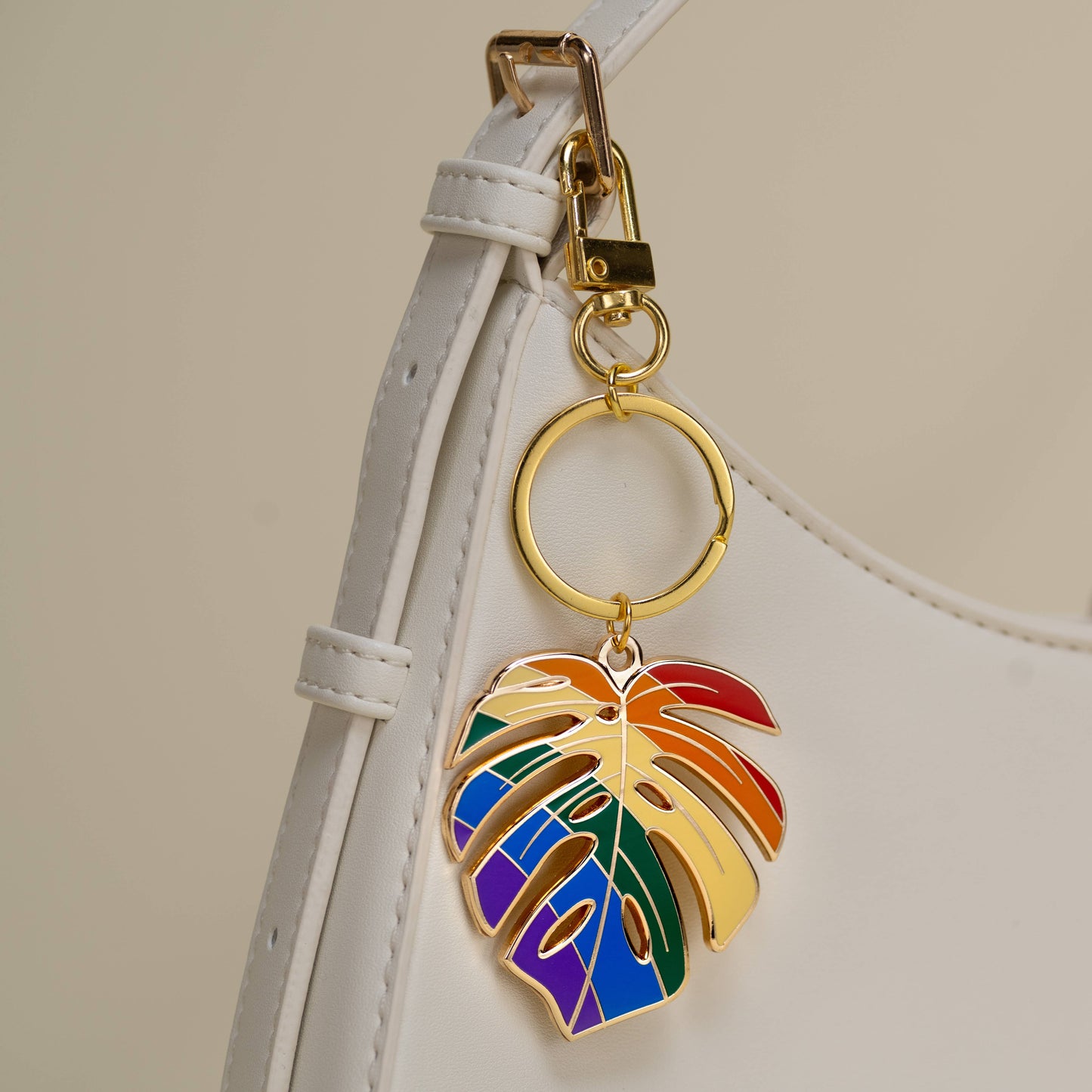 Monstera Rainbow Keychain & Bag Charm, Plant Lover Gift