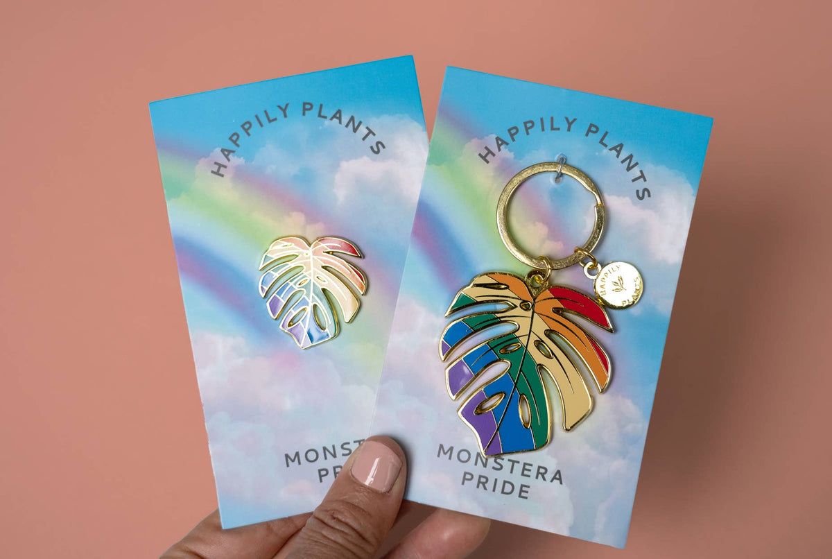 Monstera Rainbow Pride Plant Lapel Pin, Pride Gifts