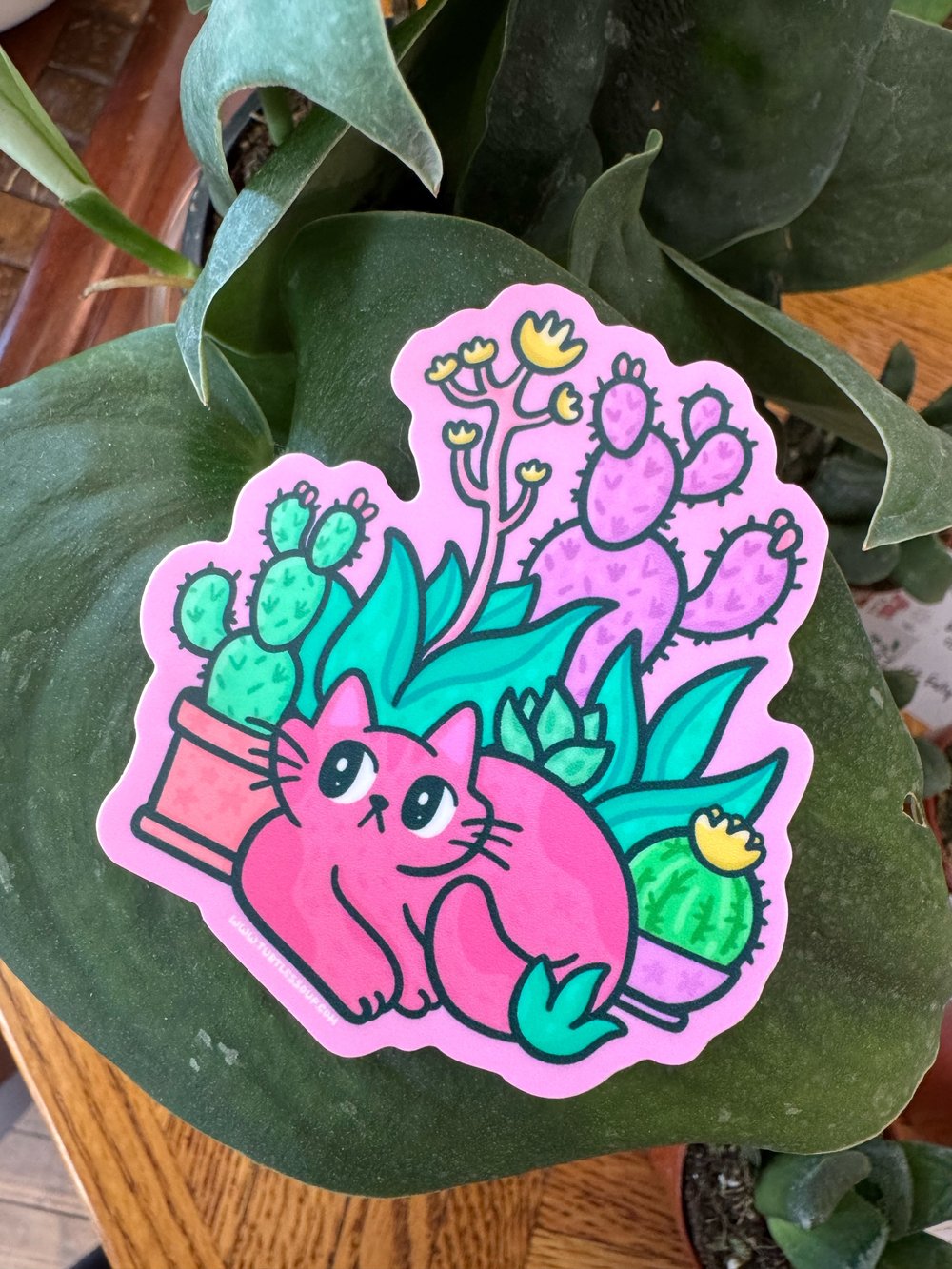 Cat with Cacti Sticker
