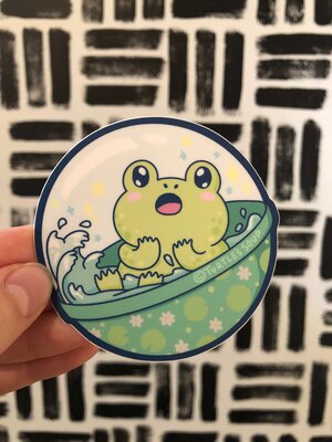Frog capsule prize sticker