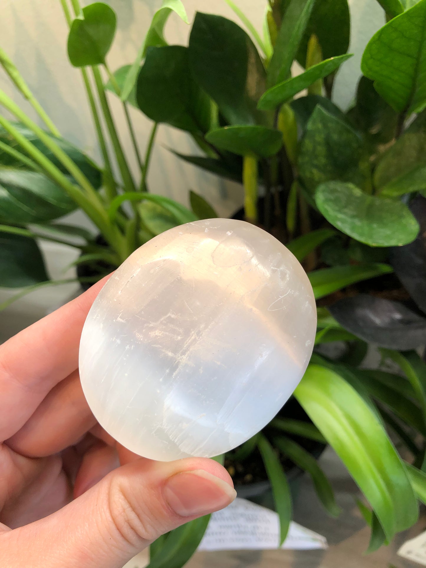 Selenite Palm Stone