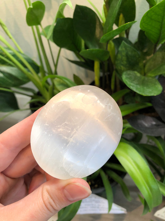 Selenite Palm Stone