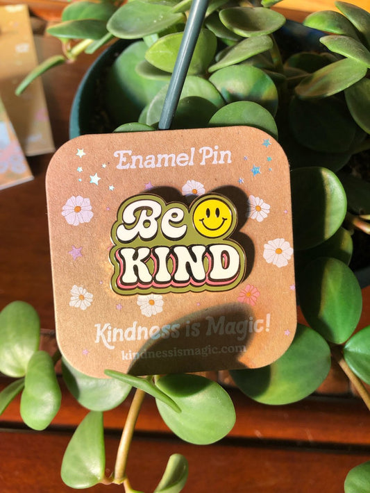 Be kind smiley enamel pin