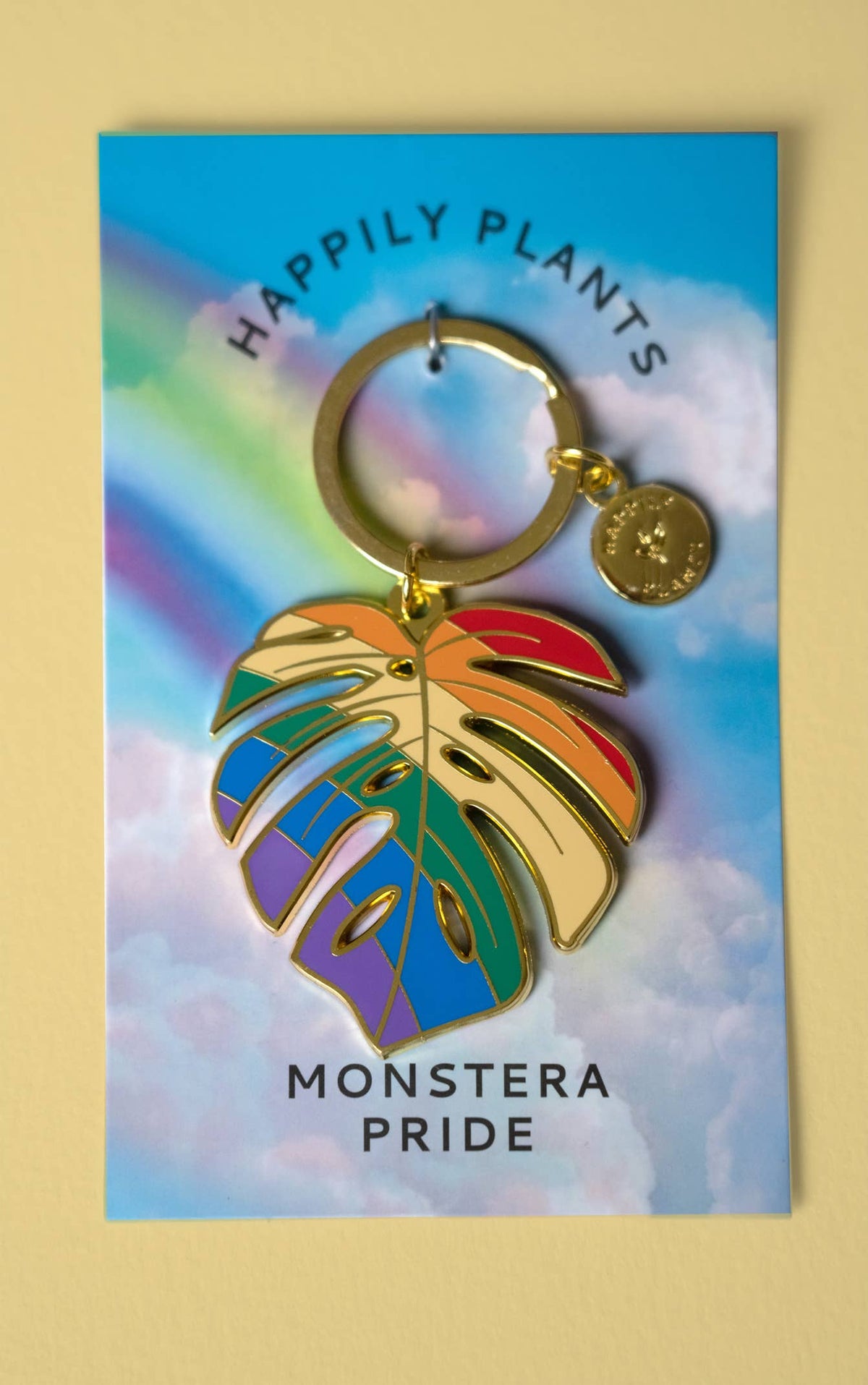 Monstera Rainbow Keychain & Bag Charm, Plant Lover Gift
