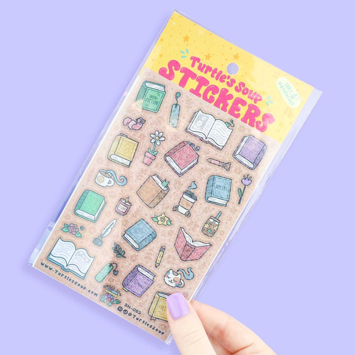 Books and Things Bookish Reader Cute Glitter Sticker Sheet