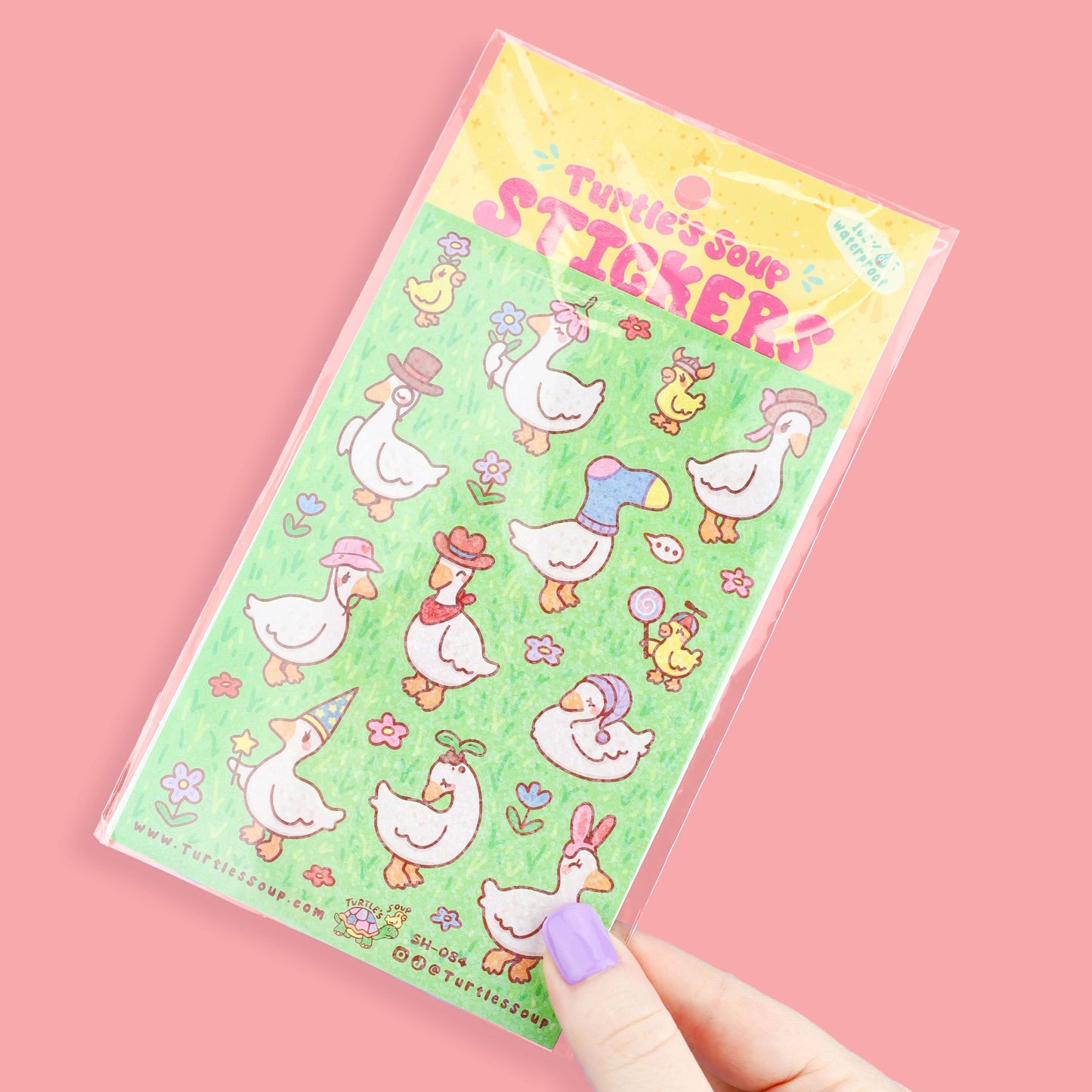 Ducks with Hats Floral Spring Animals Glitter Sticker Sheet