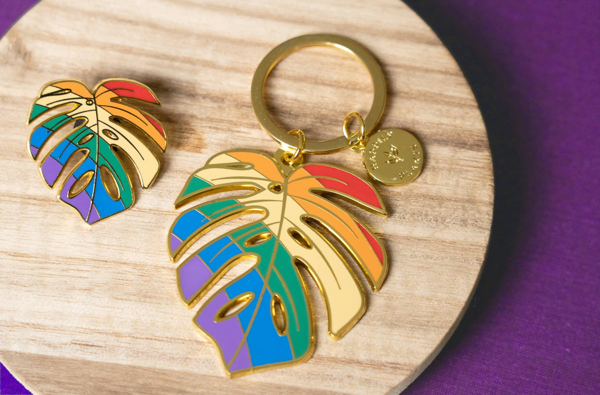 Monstera Rainbow Keychain & Bag Charm, Plant Lover Gift