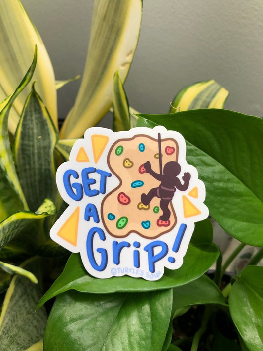 Get a grip climbing sticker