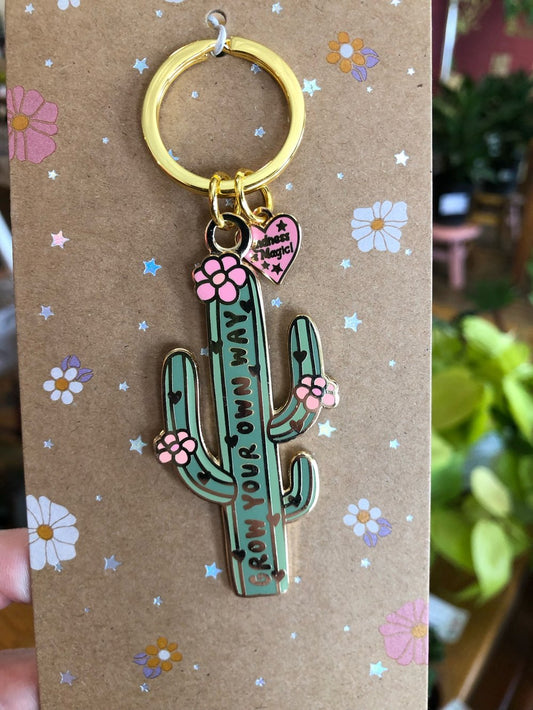 Grow your own way cactus keychain