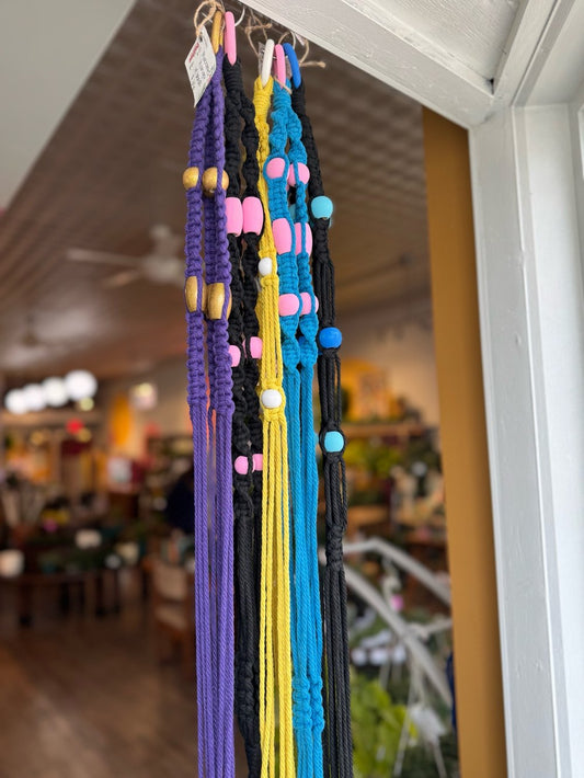 Macrame Hanger w/ Painted Handle and Beads