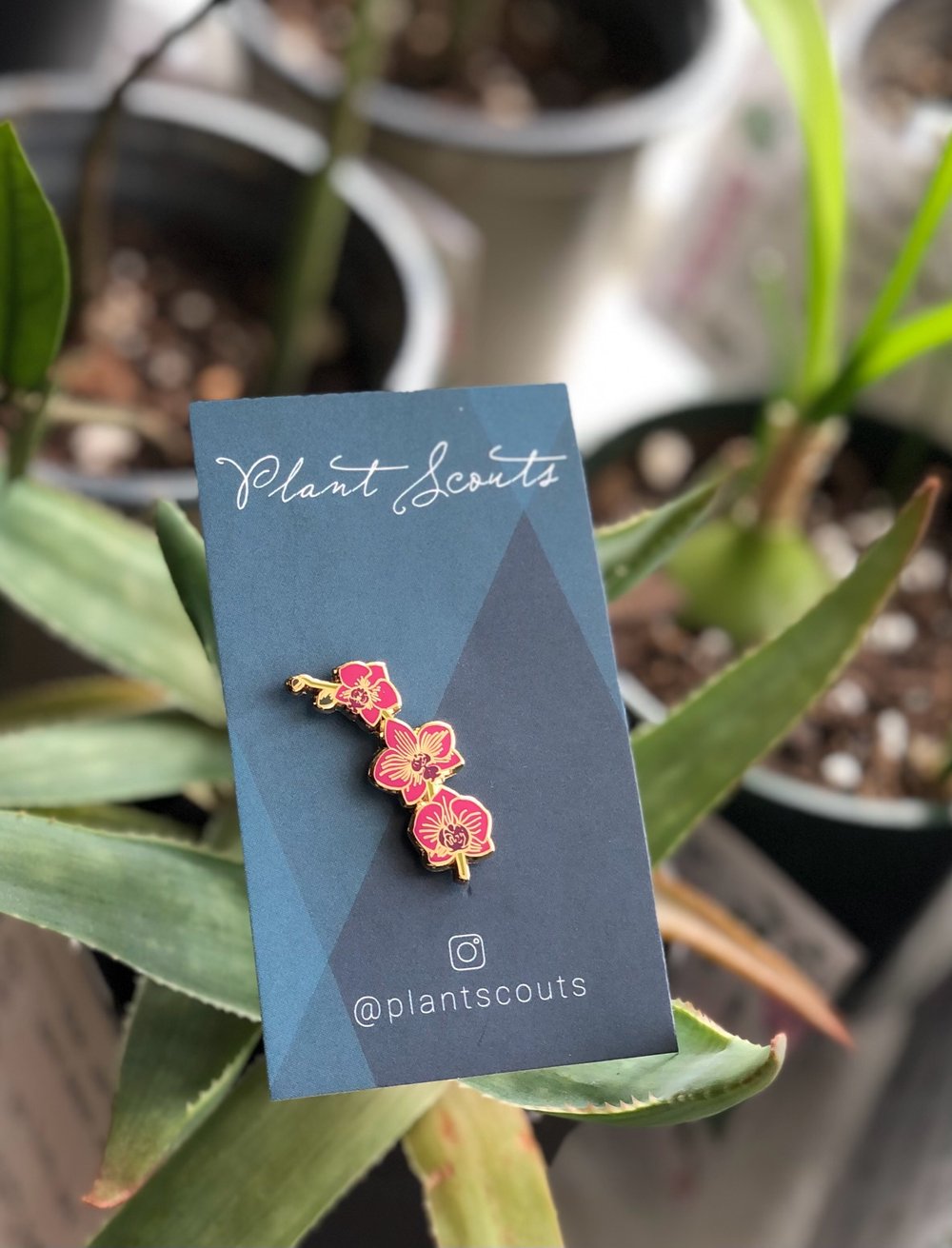 Pink orchid enamel pin
