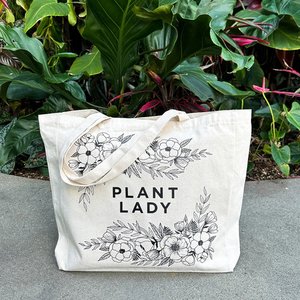 Plant lady canvas tote bag