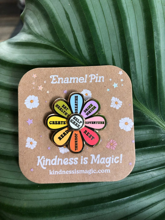 Self care spinner enamel pin