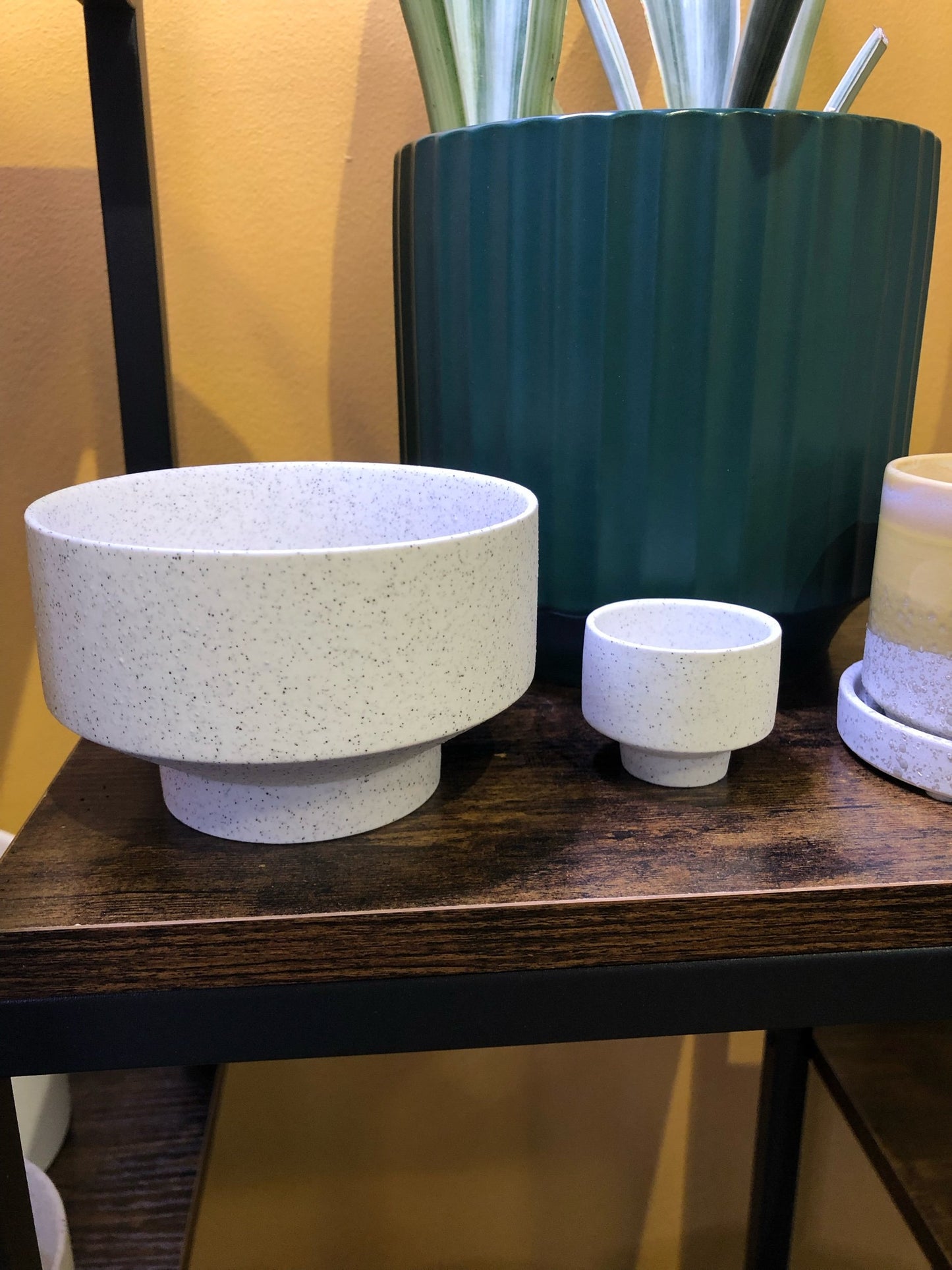 Speckled footed/pedestal planter