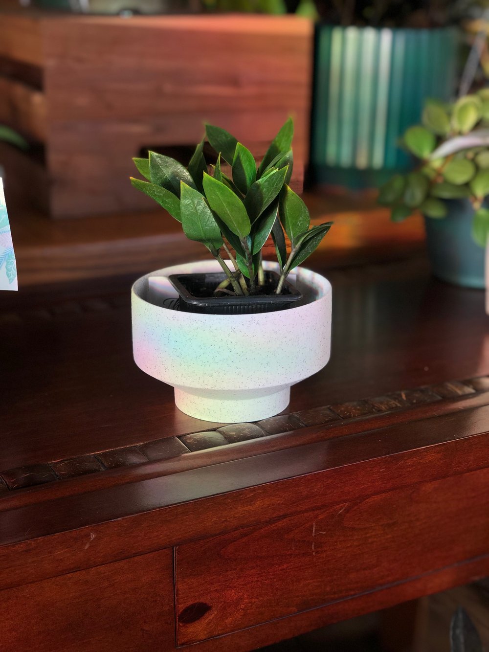 Speckled footed/pedestal planter