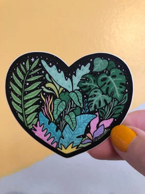 Tropical foliage heart sticker