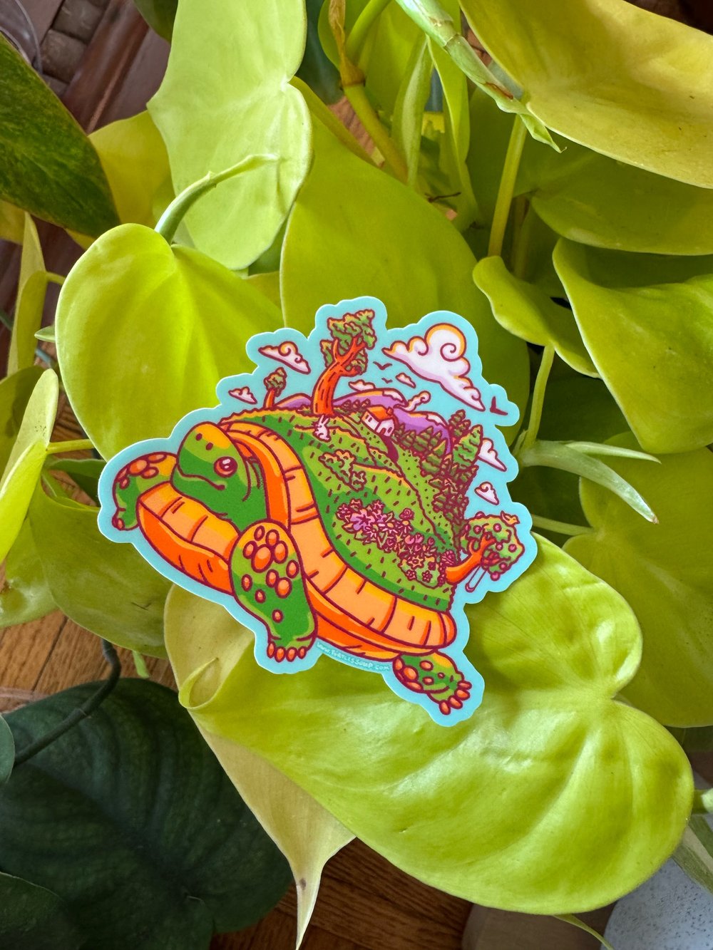Turtle with Tiny Village Sticker