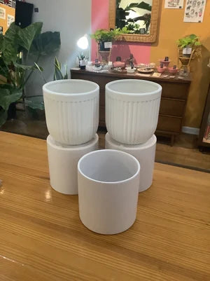 White ceramic cache pot